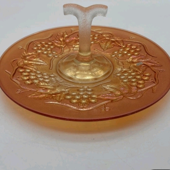 Vintage Other - EUC Vintage Amber Carnival Glass Grape & Gable Marigold Serving Platter